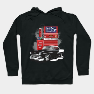 1955 Black Chevy Bel Air Garage Built Print Hoodie